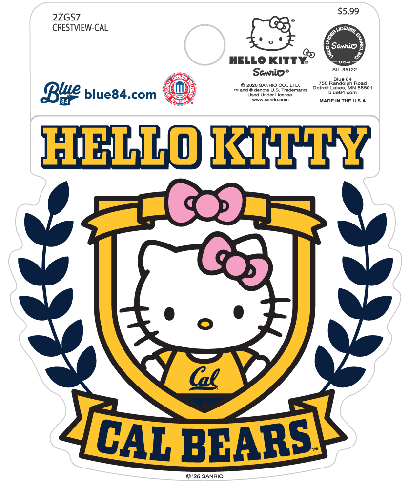 UC Berkeley Cal Hello Kitty heart sticker-White
