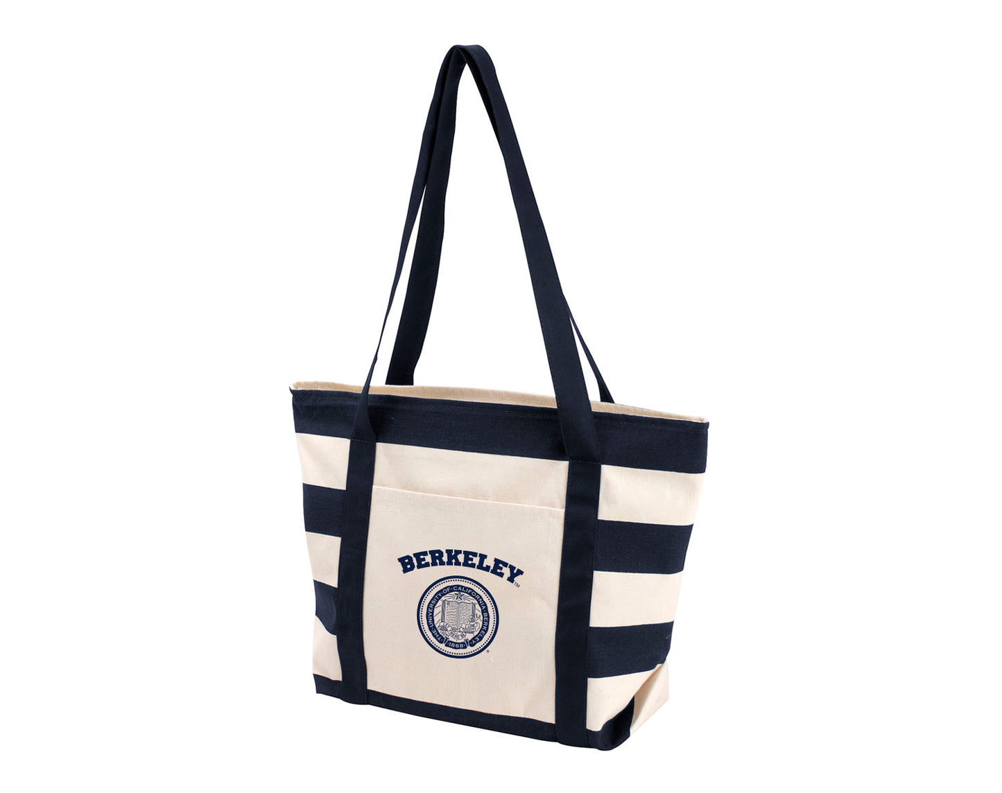 U.C. Berkeley Cal Canvas stripe tote bag-Natural-Shop College Wear