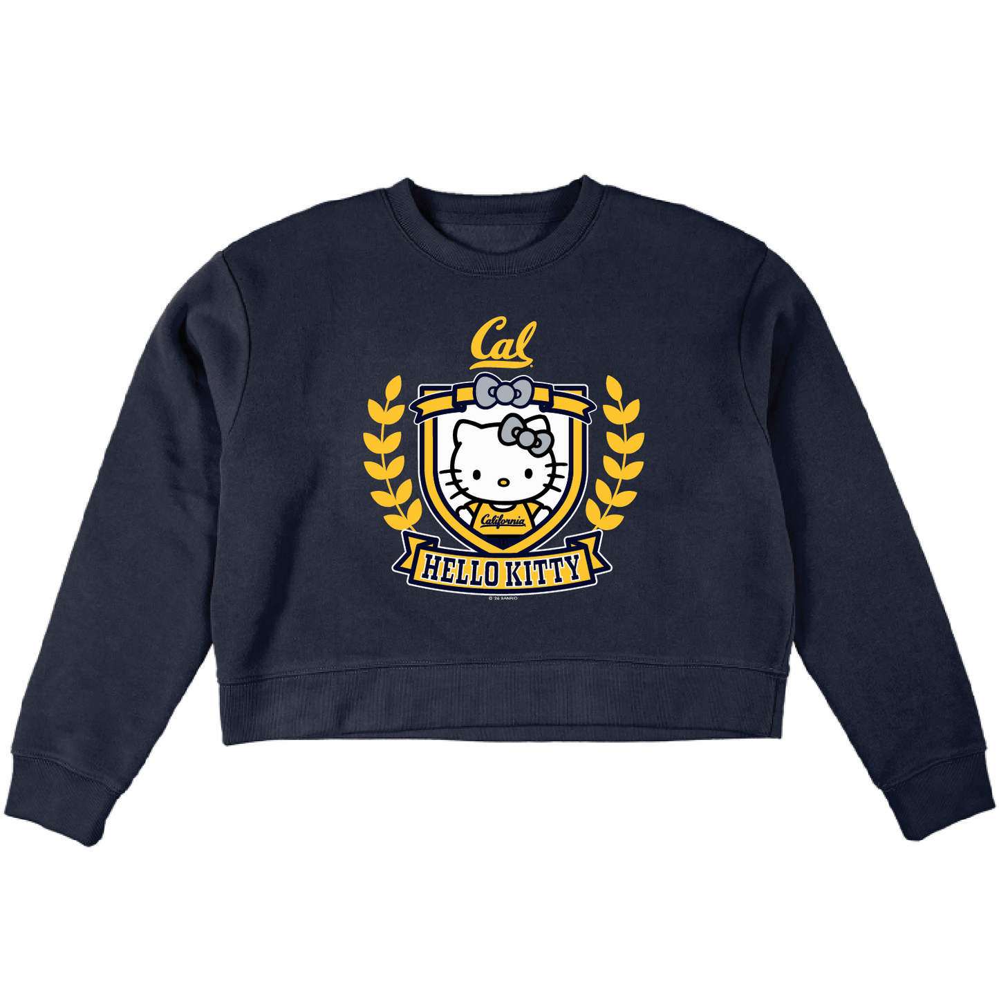 U.C. Berkeley Cal Hello Kitty Cropped crew-neck sweatshirt-Navy-Shop College Wear