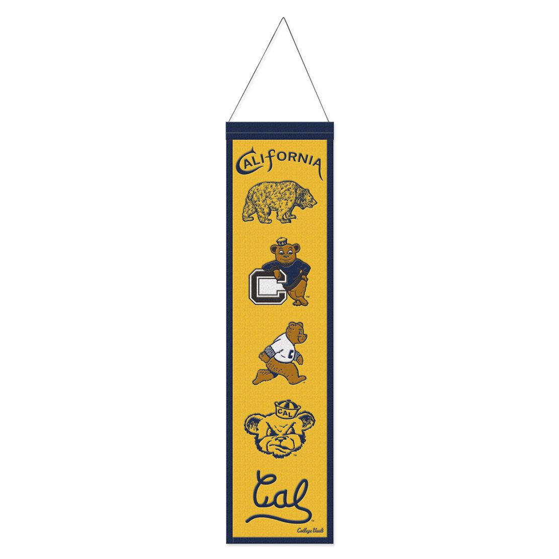 UC Berkeley Cal College Vault wool pennant 8"x32"-Gold-Shop College Wear
