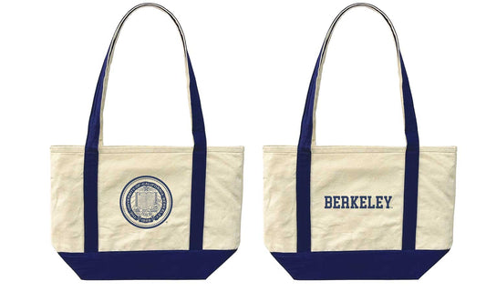 U.C. Berkeley Cal Canvas stripe tote bag-Natural-Shop College Wear