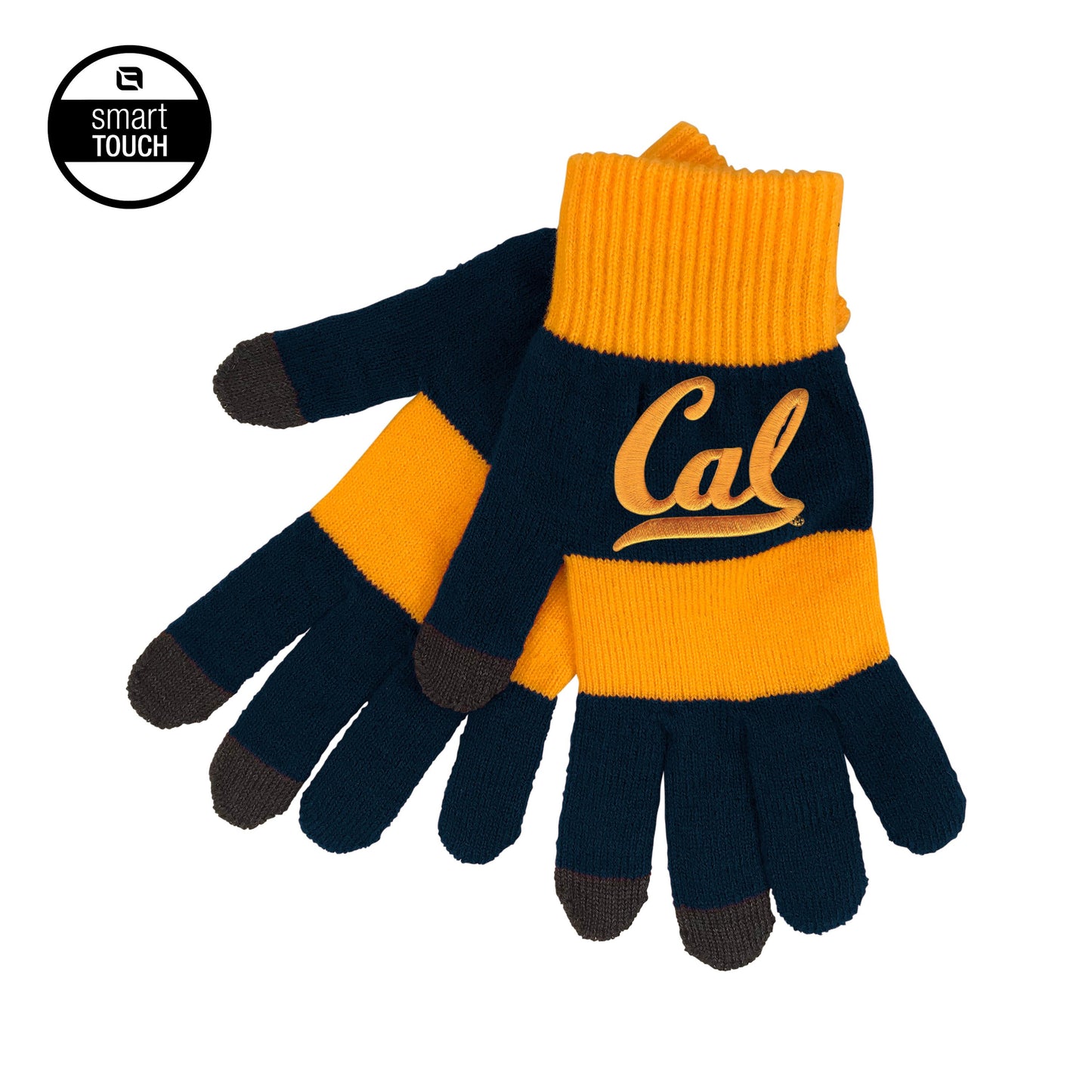 U.C. Berkeley Cal embroidered Rugby Stripe knit texting glove-Navy-Shop College Wear