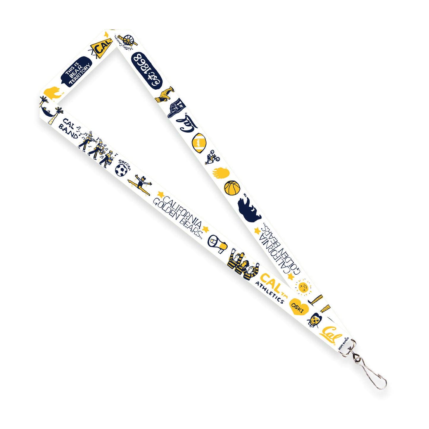 U.C. Berkeley Cal Julia Gash 3/4" satin lanyard with J hook-White-Shop College Wear