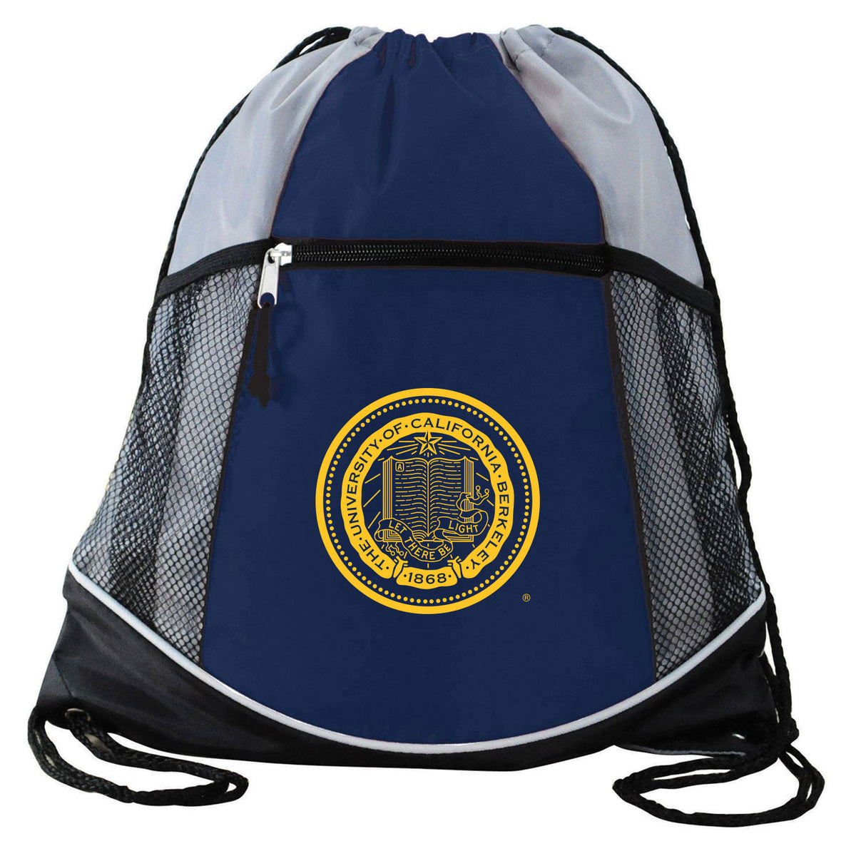 U.C. Berkeley Cal double take draw string zippered bag-Navy