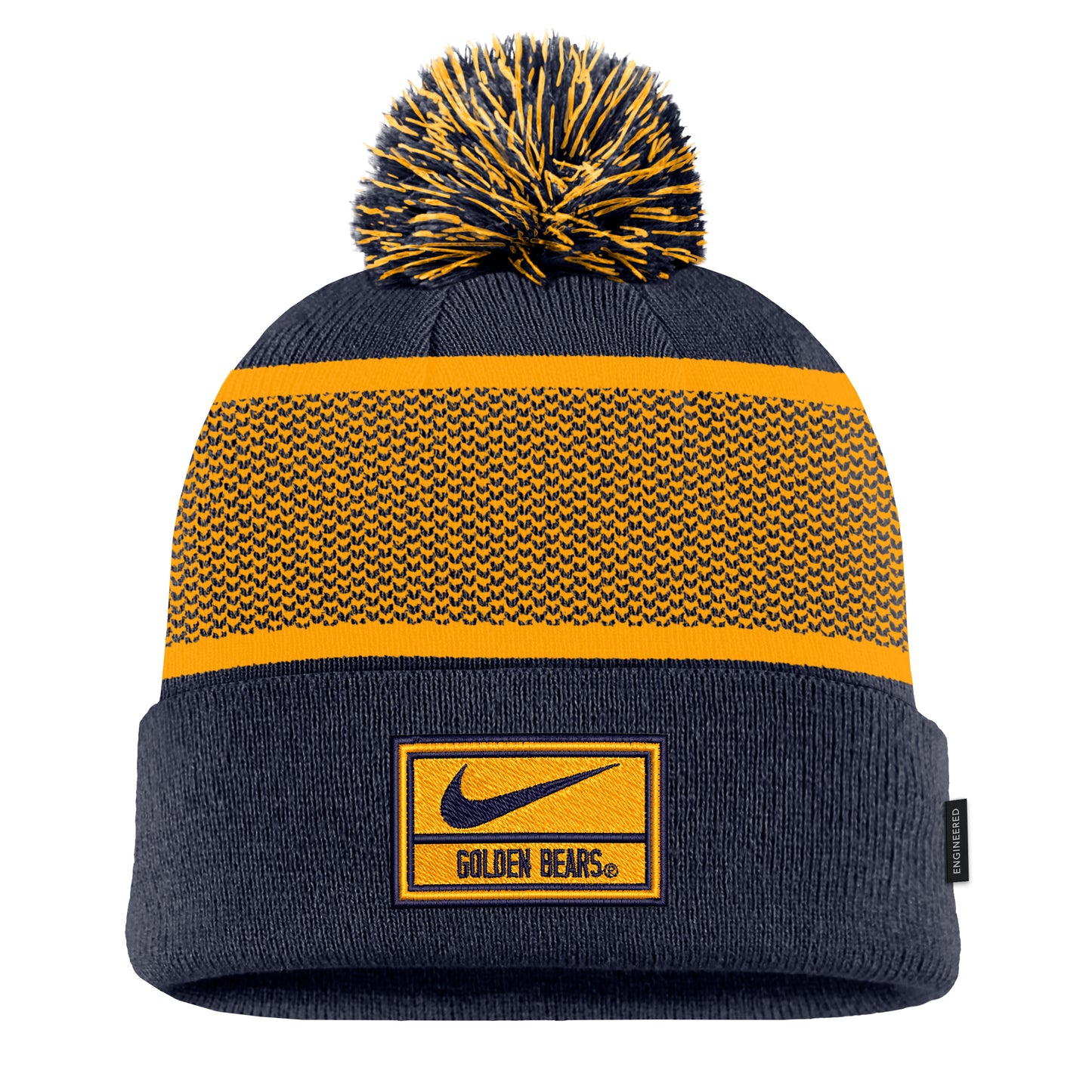 U.C. Berkeley Cal embroidered Nike knit beanie hat with pom-Navy with Silicon patch-Shop College Wear