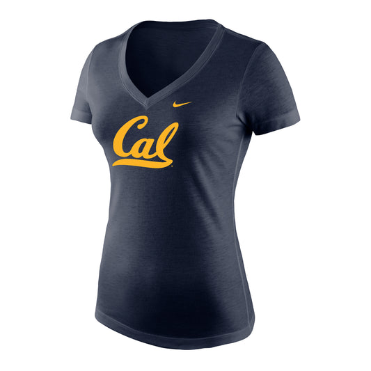 U.C. Berkeley Cal Nike Tri Blend soft women's T-Shirt-Navy Heathered-Shop College Wear