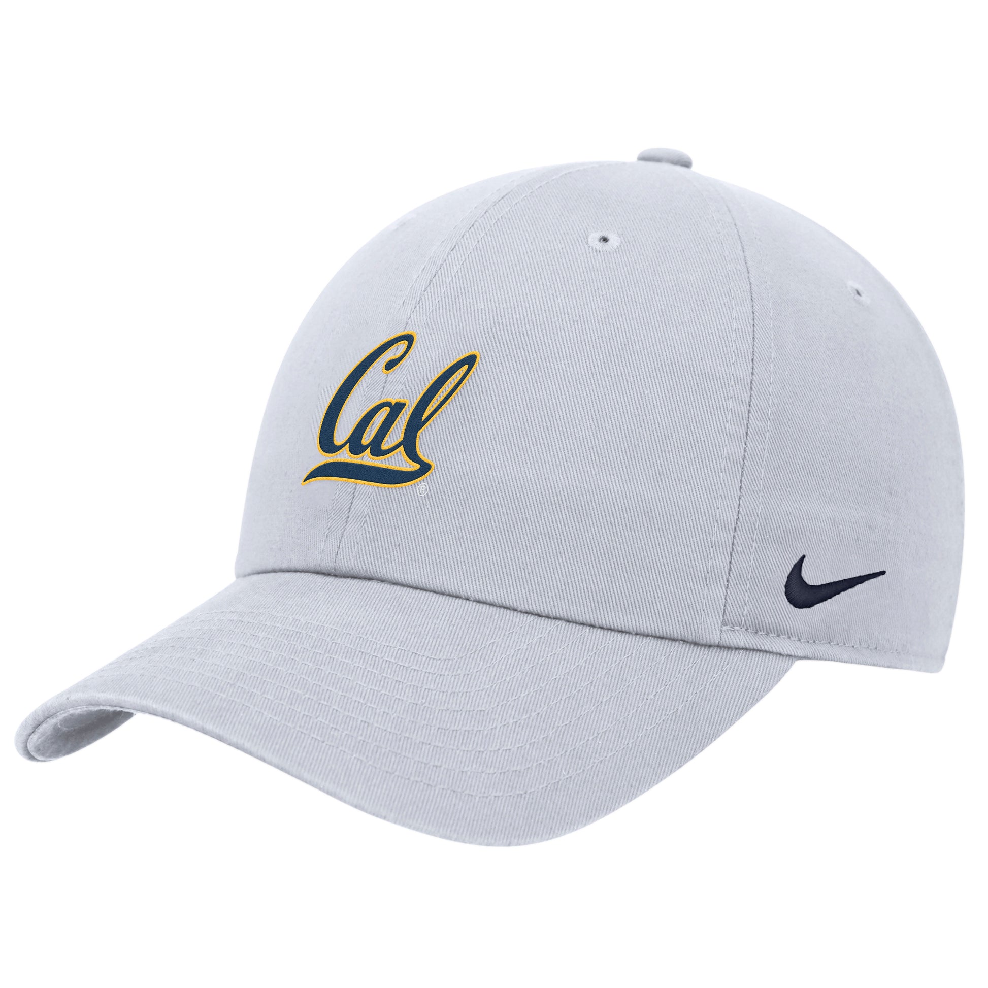 U.C. Berkeley Cal embroidered Nike Club Unstructured Cap flex Hat-White-Shop College Wear
