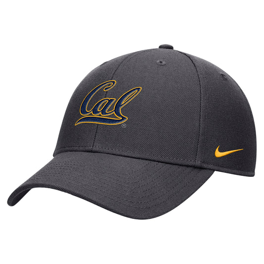 U.C. Berkeley Cal embroidered Nike Club RipStop Velcro DriFit Hat-Charcoal-Shop College Wear