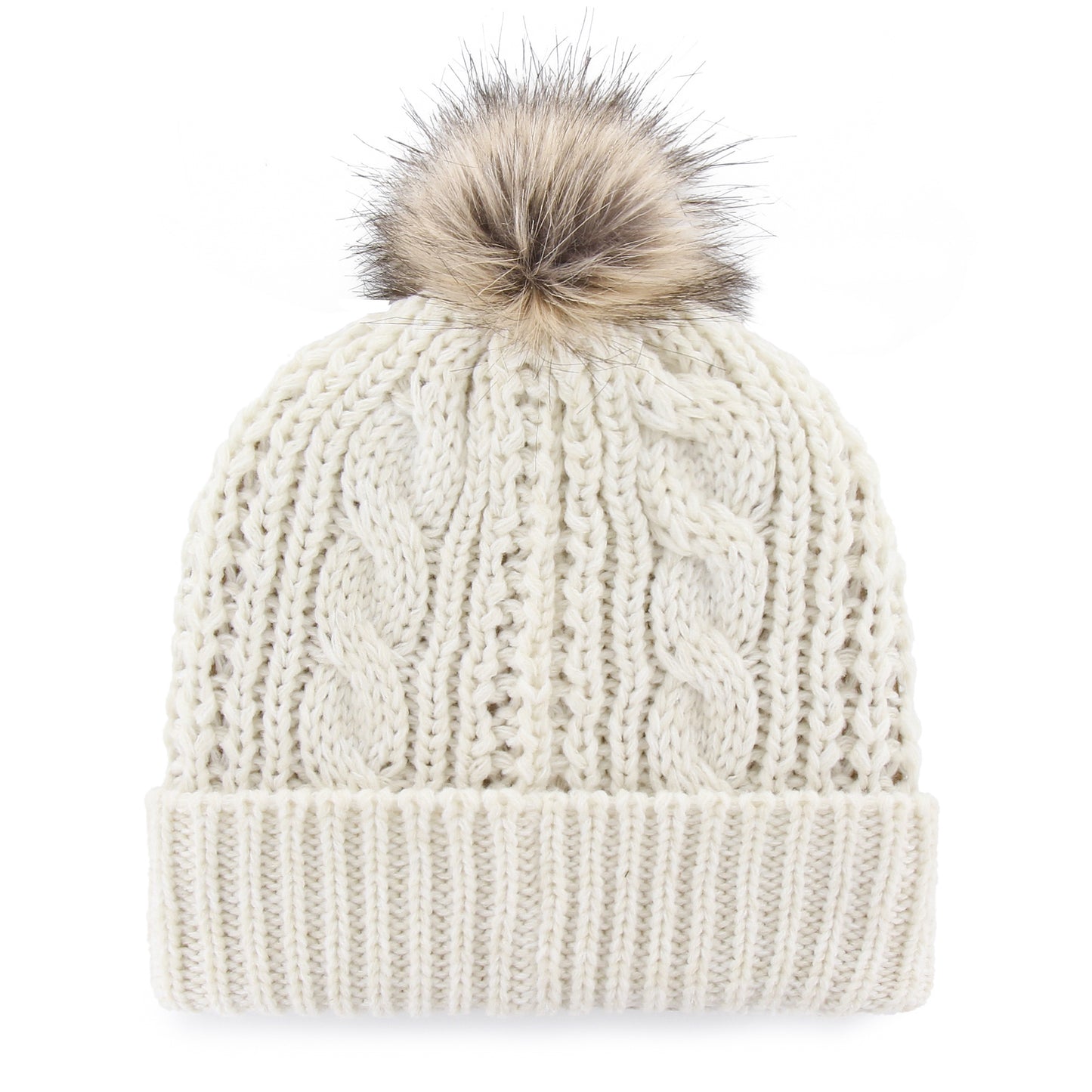 U.C. Berkeley Cal Bears cable knit cuff women Pom beanie hat -Natural-Shop College Wear
