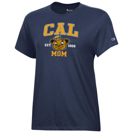 University of California Berkeley - Arch Cal Oski Head Between 1868 Over Mom T-Shirt-Navy-Shop College Wear