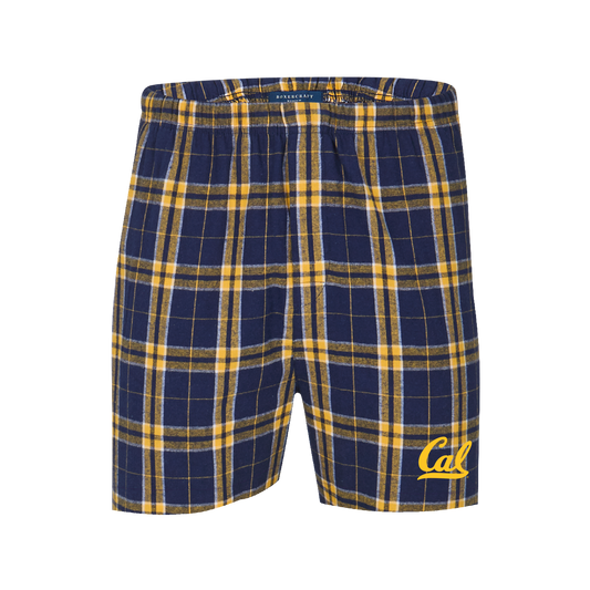 U.C. Berkeley Cal embroidered men's flannel boxer short-Navy-Shop College Wear