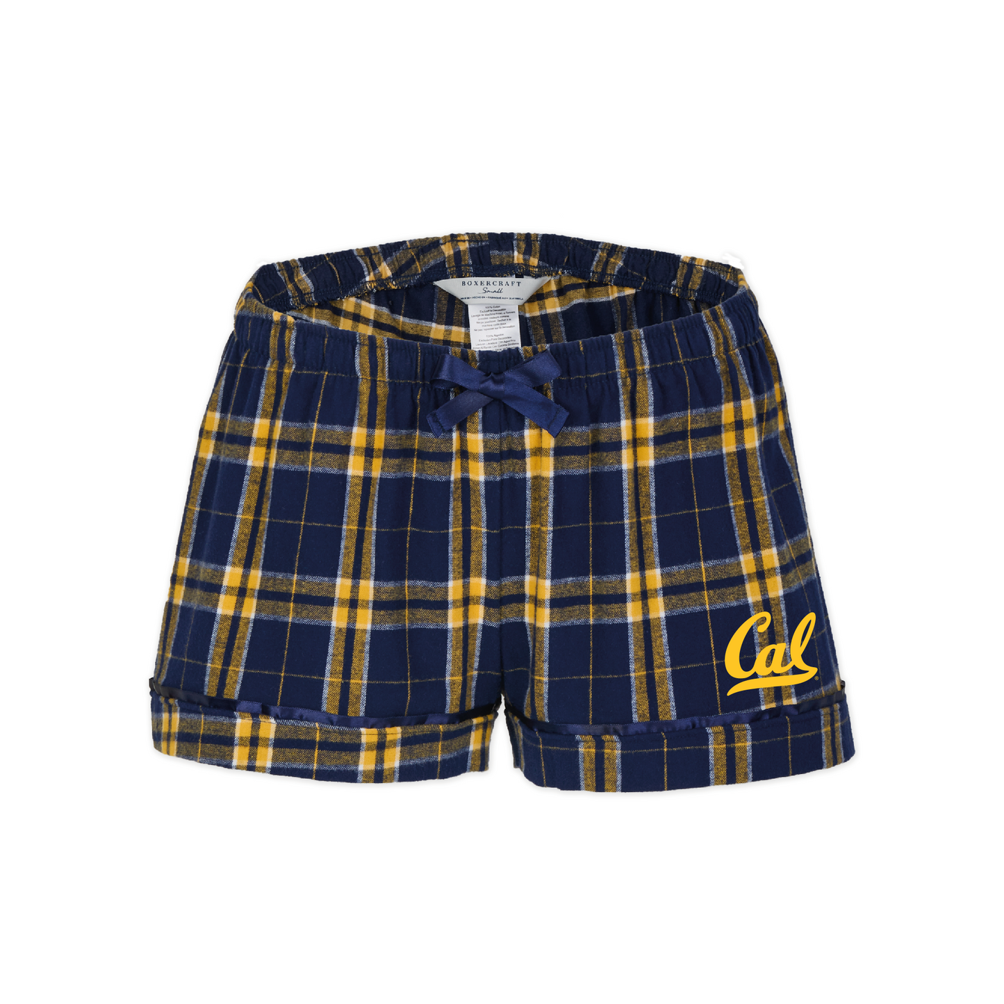 U.C. Berkeley Cal embroidered women's flannel short-Navy-Shop College Wear