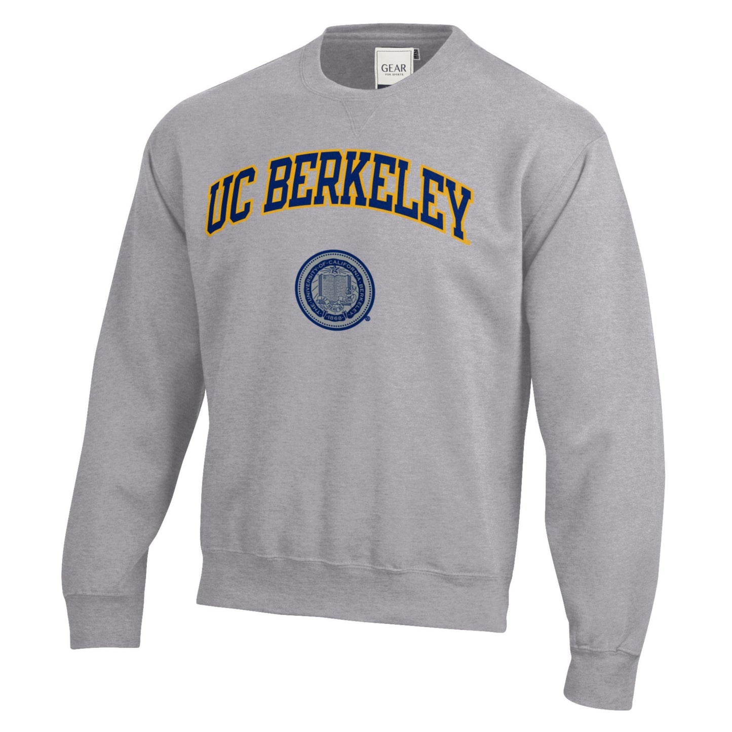 University of California Berkeley Versa Twill embroidered rich crew-neck sweatshirt-Gray-Shop College Wear