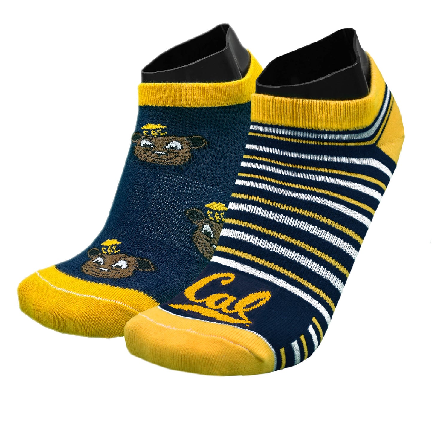 U.C. Berkeley Cal Oski all over print and navy gold stripe 2 pack socks-Navy-Shop College Wear