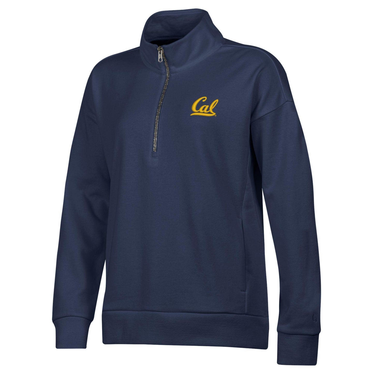 U.C. Berkeley Cal embroidered Big Cotton women's French Terry 1/4 Zip sweatshirt-Navy-Shop College Wear