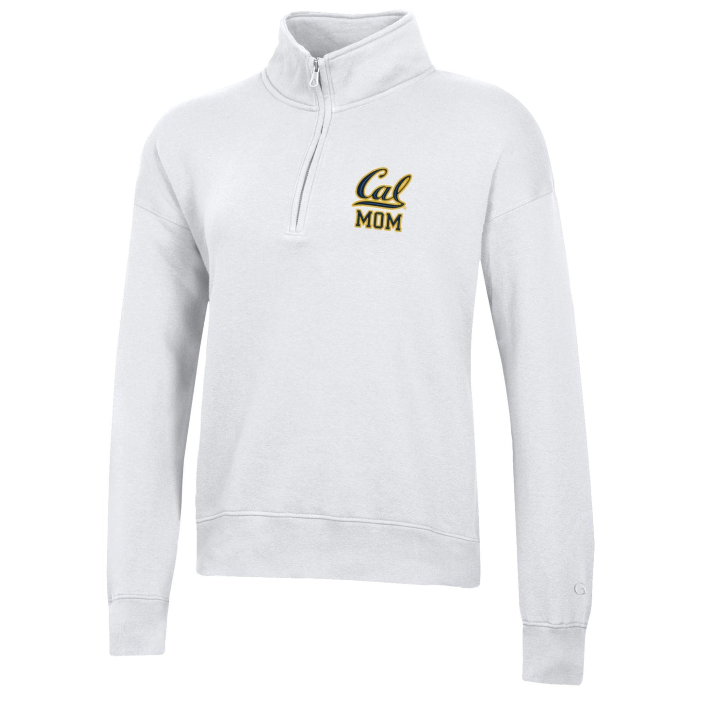 U.C. Berkeley Cal Mom embroidered cotton rich quarter zip-up hoodie sweatshirt-White-Shop College Wear