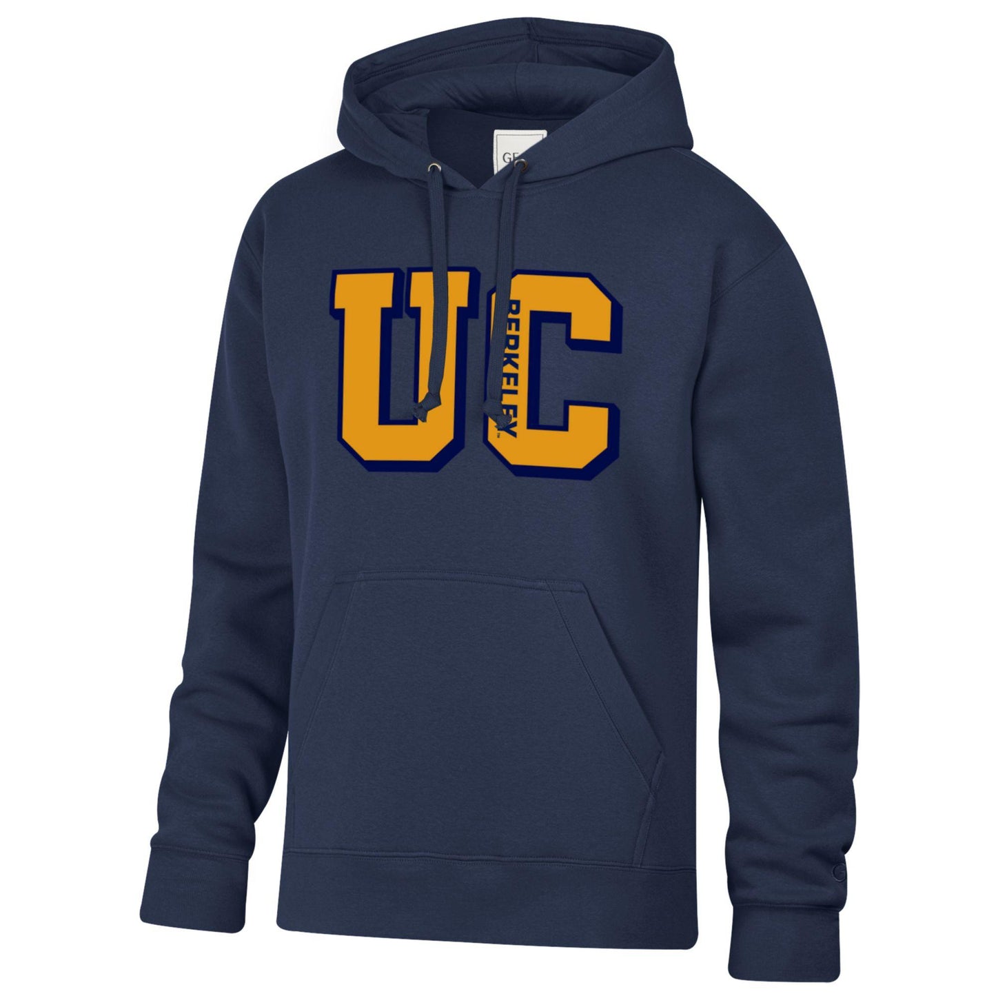 U.C. Berkeley applique cotton rich hoodie sweatshirt with UC block applique logo-Navy-Shop College Wear