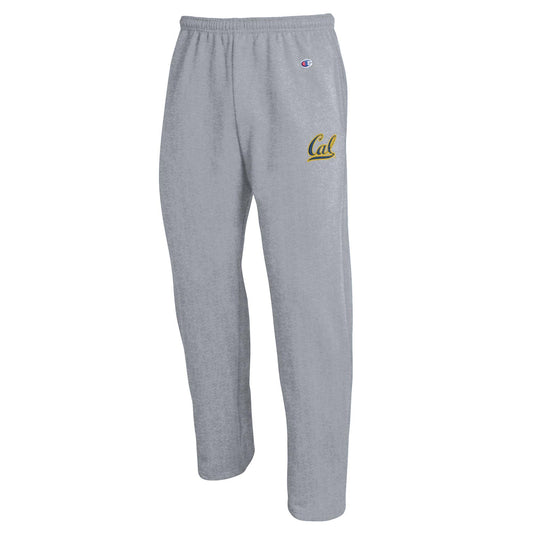 U.C. Berkeley Cal embroidered Champion open bottom men's sweat pants- Gray-Shop College Wear