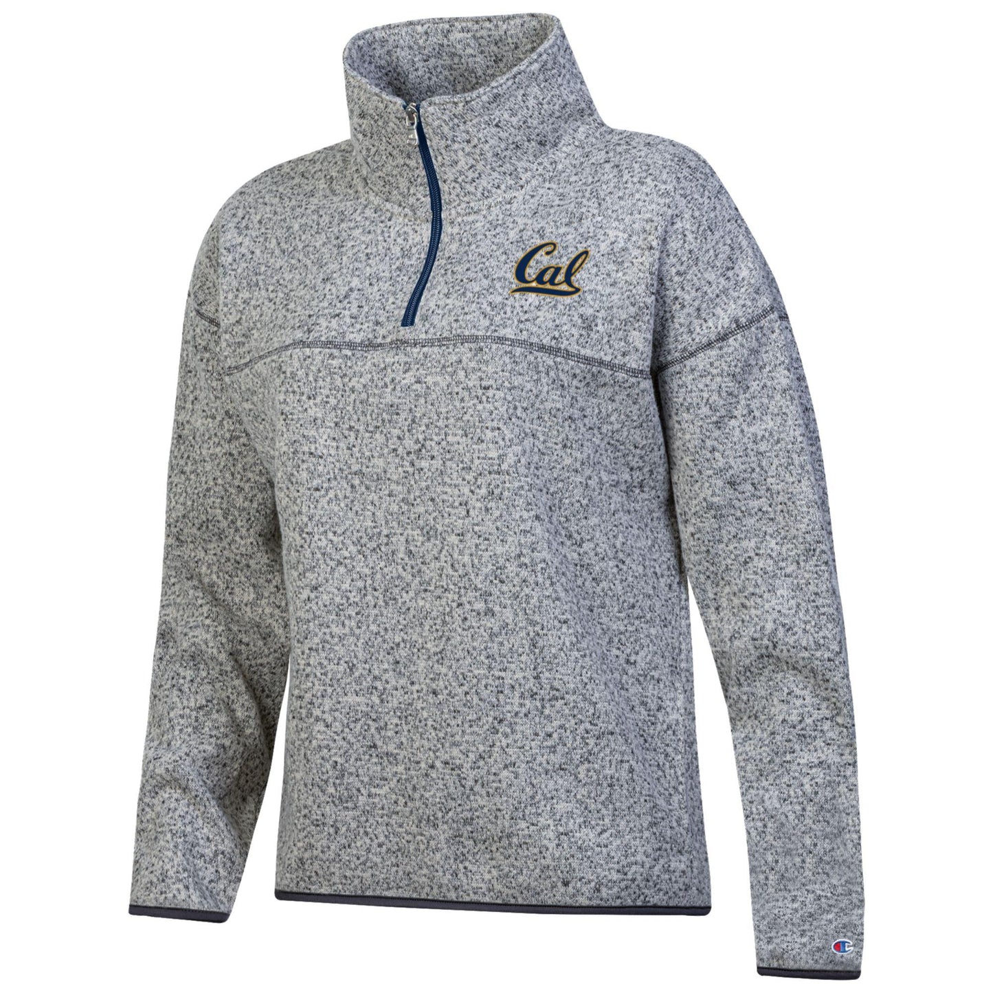 U.C. Berkeley Cal embroidered Champion women's sweater fleece 1/4" Zip Jacket-Gray-Shop College Wear