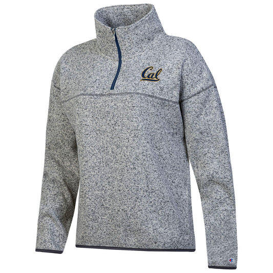 U.C. Berkeley Cal embroidered Champion women's sweater fleece 1/4" Zip Jacket-Gray-Shop College Wear