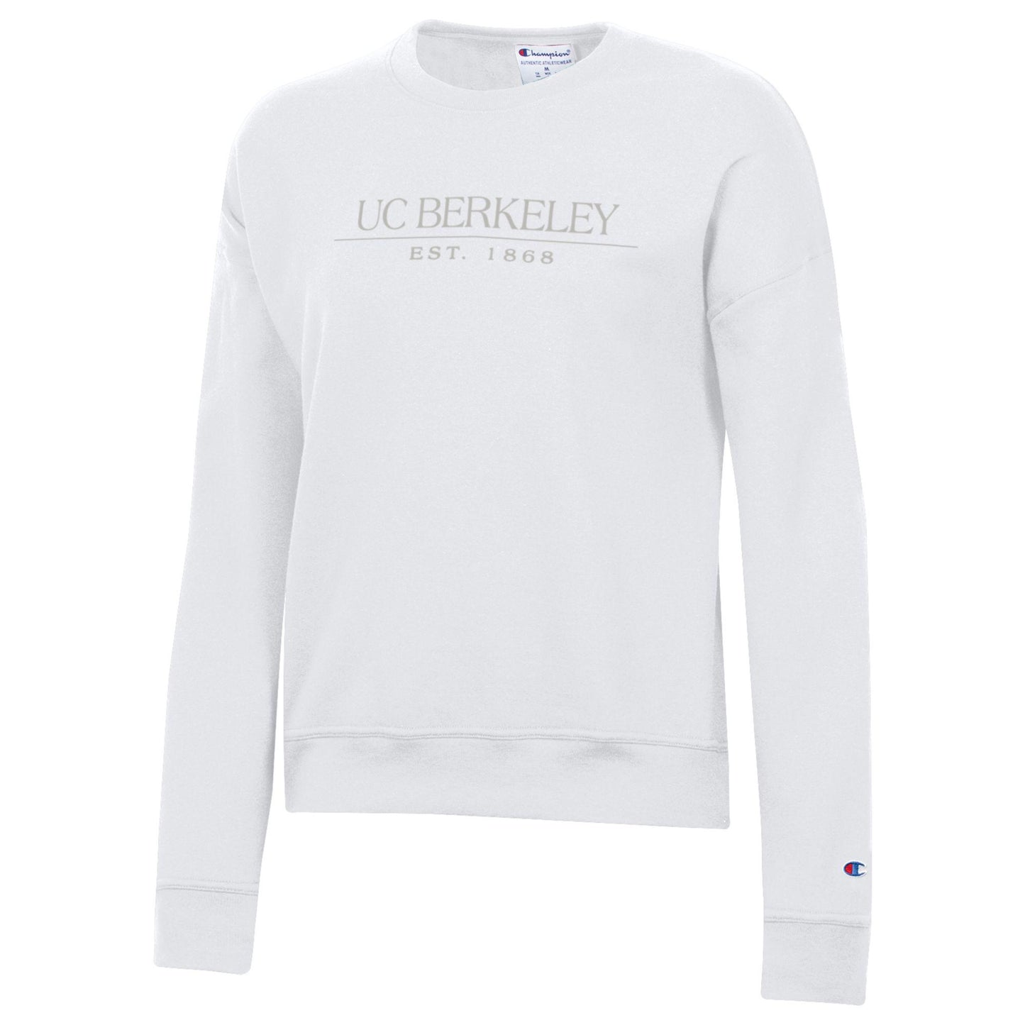 U.C. Berkeley Cal Champion women's embroidered crew-neck sweatshirt-White-Shop College Wear