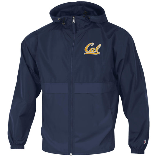 U.C. Berkeley Ca embroidered Champion men's wind breaker nylon jacket full Zip-Navy-Shop College Wear