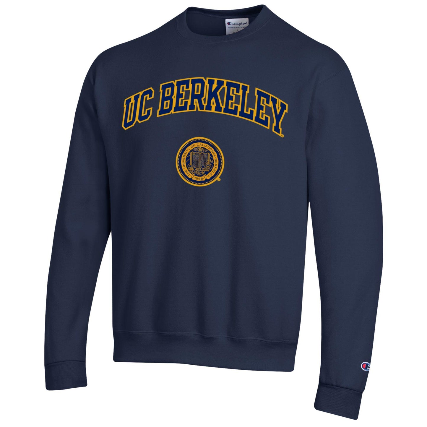 U.C. Berkeley arch & seal applique Champion crew-neck sweatshirt-Navy-Shop College Wear