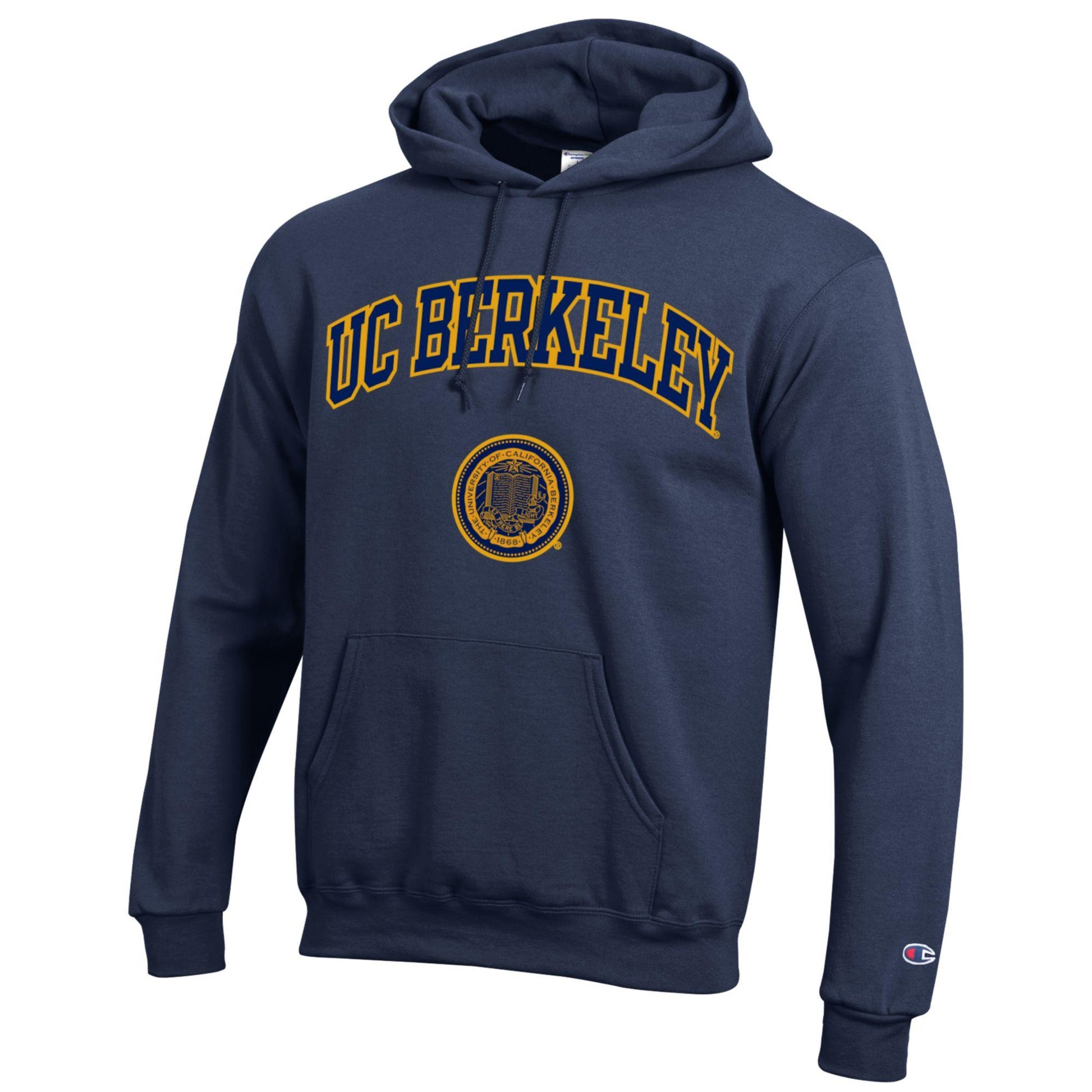 U.C. Berkeley double applique and seal Versa Twill hoodie sweatshirt-Navy-Shop College Wear