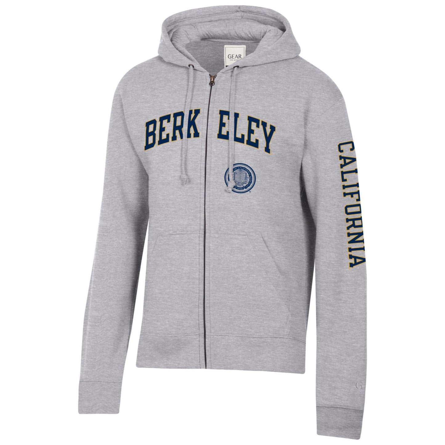 U.C. Berkeley Cal Bears cotton rich zip-up hoodie sweatshirt with the school seal and Berkeley arch- White-Shop College Wear