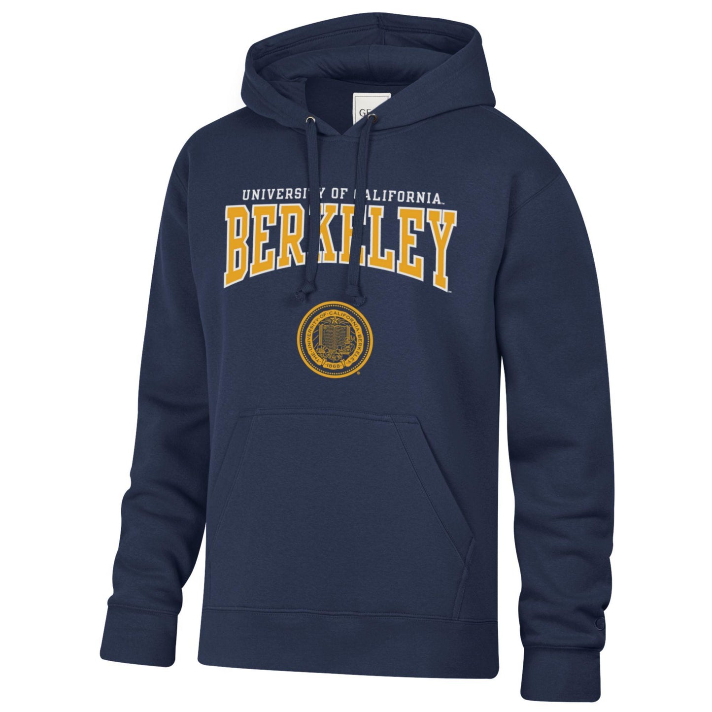 U.C. Berkeley flat top over the school seal cotton rich hoodie sweatshirt-Navy-Shop College Wear