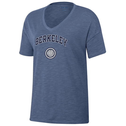 UC Berkeley Cal arch and seal relaxed fit Boyfriend women's Slub T-Shirt-Blue-Shop College Wear