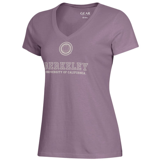 University of California Berkeley seal over stacked University of California Berkeley women's T-Shirt-Plum-Shop College Wear