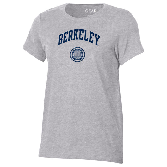 UC Berkeley women's crew neck Berkeley arch and seal T-Shirt-Gray-Shop College Wear