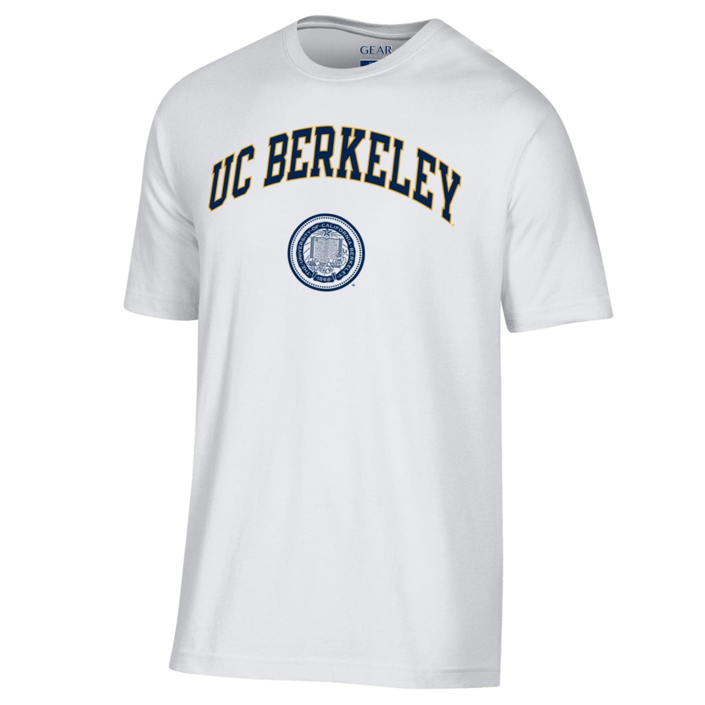 U.C. Berkeley Men's Arch and Seal Soft T-Shirt-White-Shop College Wear