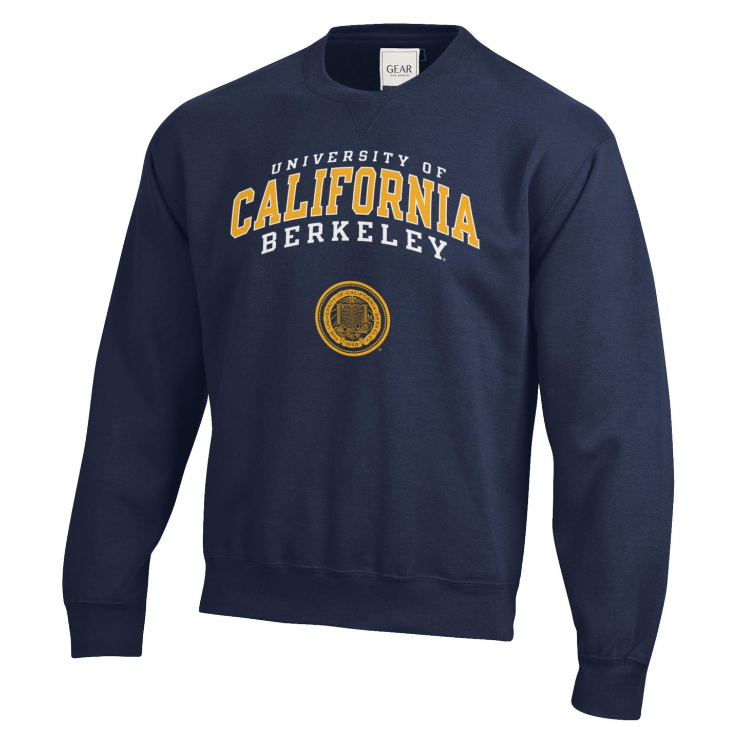 U.C. Berkeley Big Cotton 3 arch and seal Rich Cotton Crew-Neck Sweatshirt-Navy-Shop College Wear