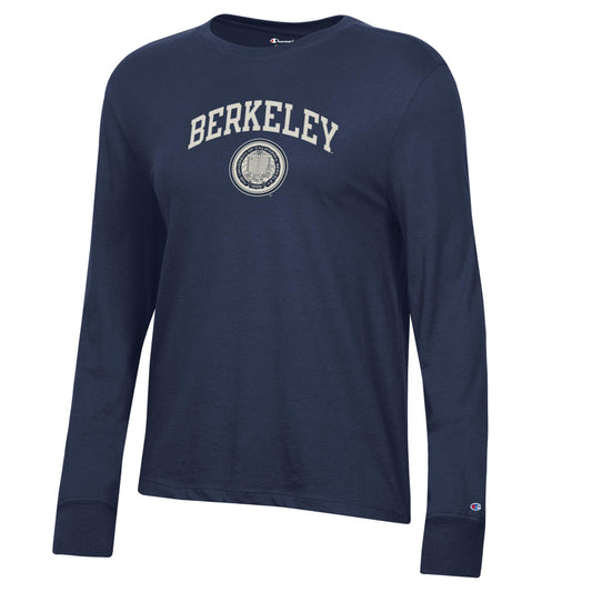 U.C. Berkeley arch & seal women's Champion long sleeve T-Shirt-Navy-Shop College Wear