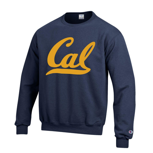 U.C. Berkeley Script Cal Logo Champion crew neck sweatshirt-Navy-Shop College Wear