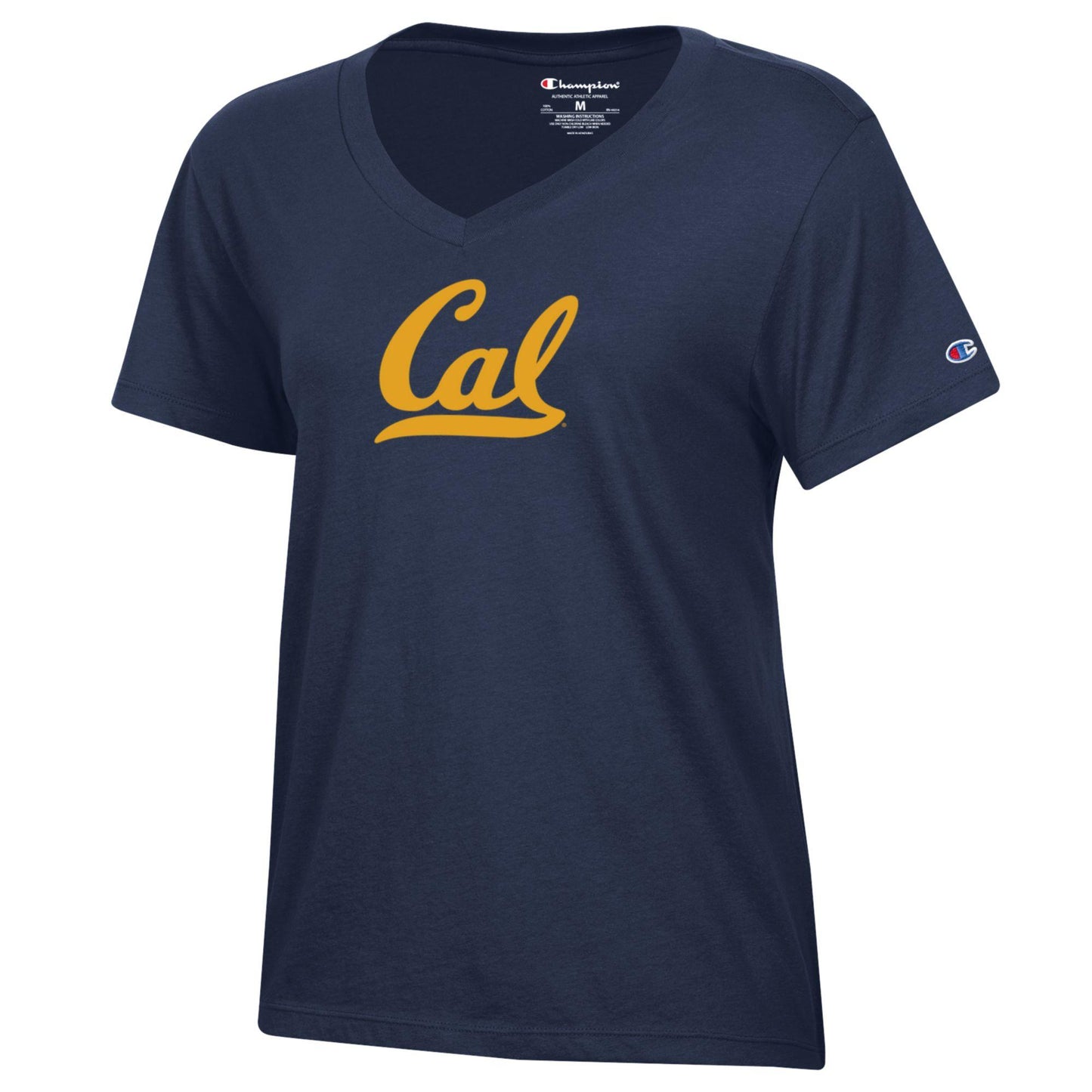 U.C. Berkeley Cal Script women's V-Neck T-Shirt-Navy-Shop College Wear