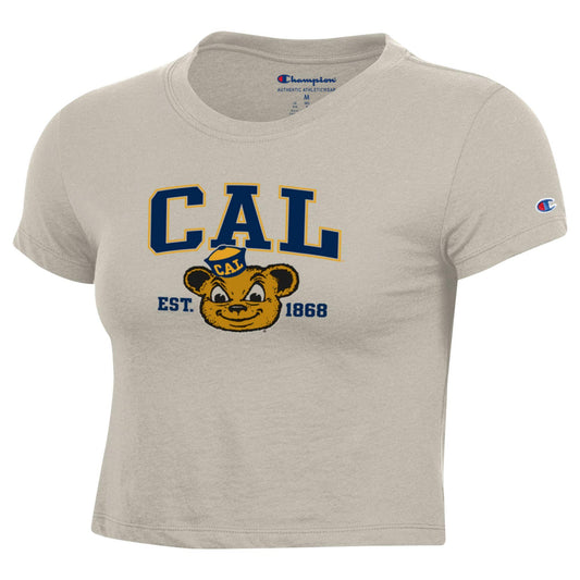 U.C. Berkeley CAL block and Oski women's Baby Tee -Tan-Shop College Wear