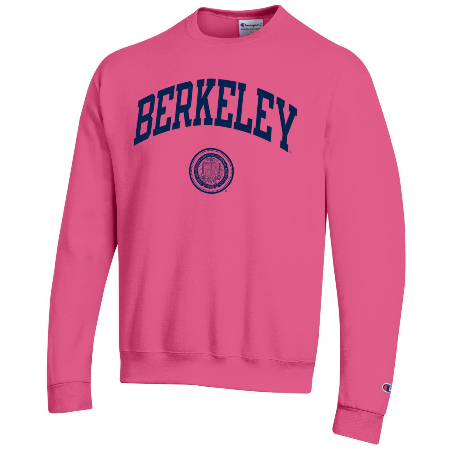 U.C. Berkeley arch & seal two color crew-neck sweatshirt- Hot Pink-Shop College Wear