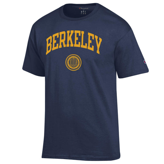 U.C. Berkeley Arch Over Seal Men's Champion T-Shirt-Navy-Shop College Wear