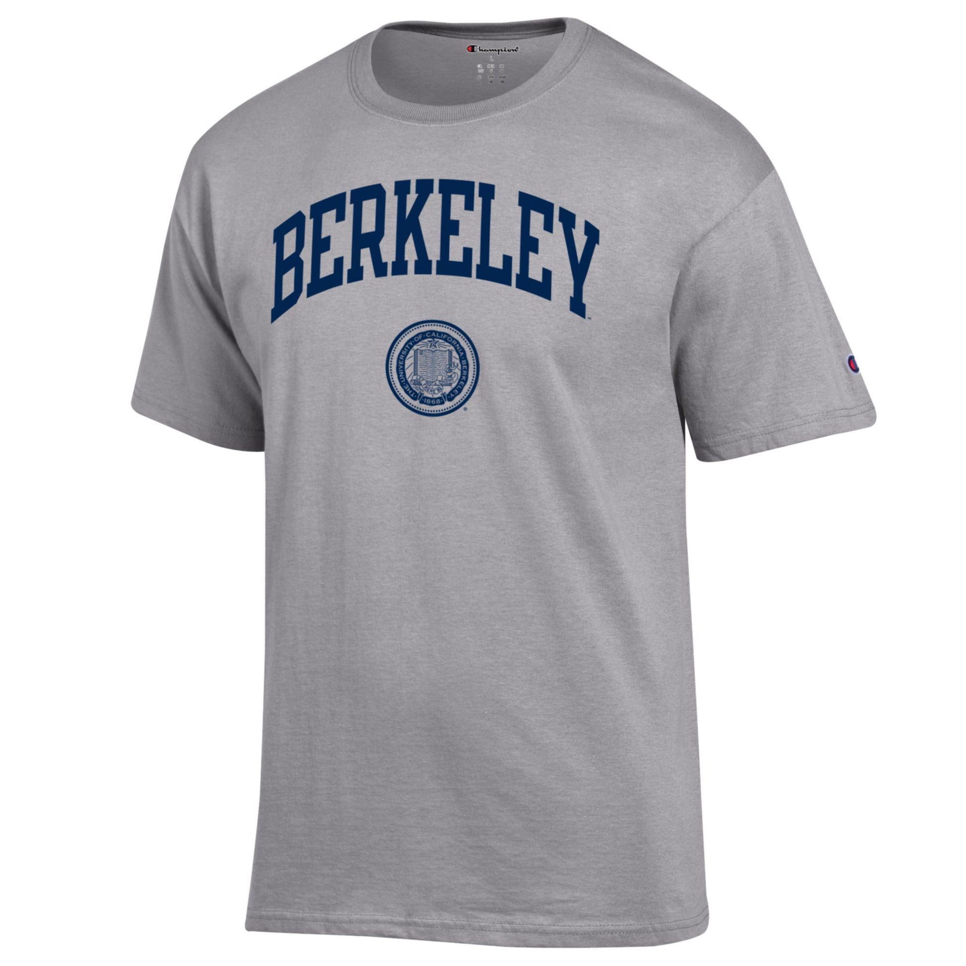 U.C. Berkeley Arch Over Seal Men's Champion T-Shirt-Gray-Shop College Wear
