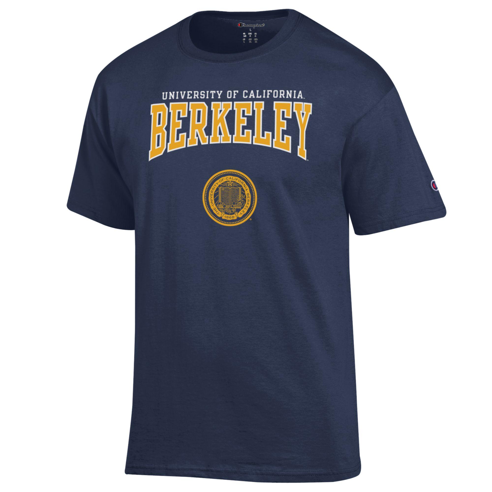 University of California Berkeley Arch & Seal - Maglietta da uomo, colore: blu navy Grigio L University of California Berkeley Arch & Seal - Maglietta da uomo, colore: blu navy Grigio L