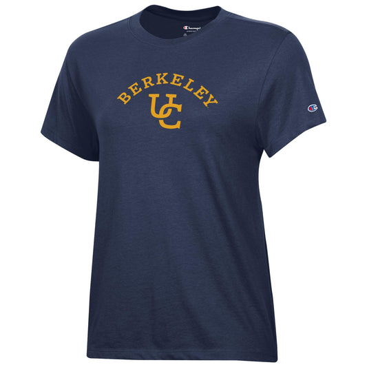 U.C. Berkeley women's Interlocking logo university crew-neck T-Shirt-Navy-Shop College Wear