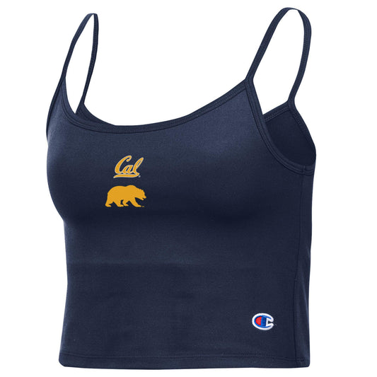 UC Berkeley Cal women's strappy crop tank top-Navy-Shop College Wear