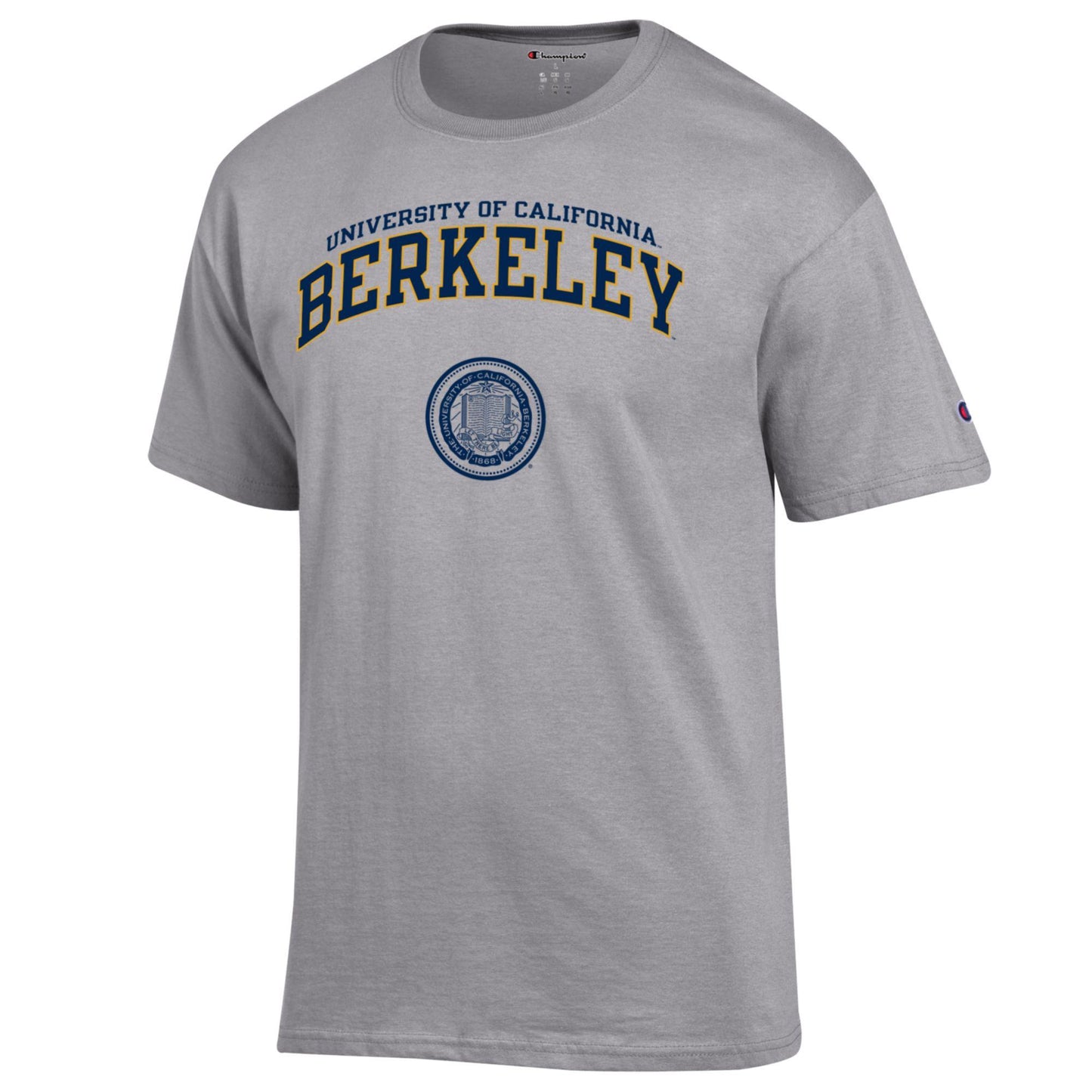 U.C. Berkeley double arch Arch and Seal Men's Champion T-Shirt-Gray-Shop College Wear