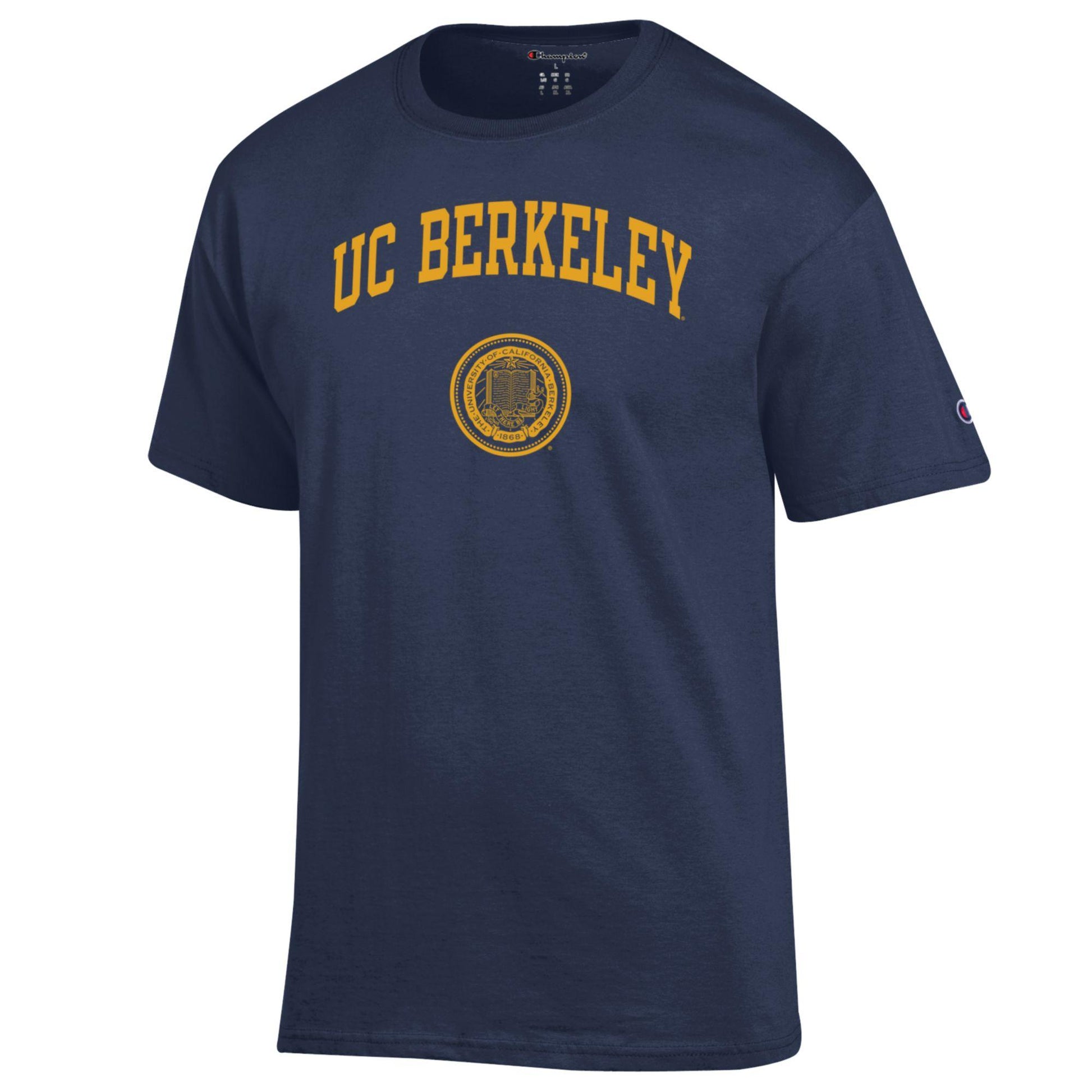 U.C. Berkeley Arch & Seal one color Men's Champion T-Shirt-Navy-Shop College Wear