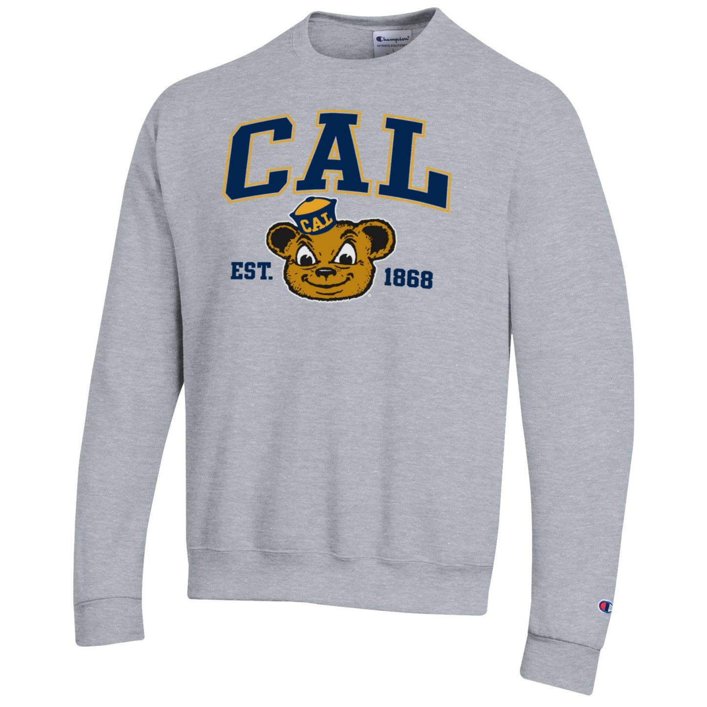 U.C. Berkeley Cal Block and Oski Champion crew-neck sweatshirt-Gray-Shop College Wear