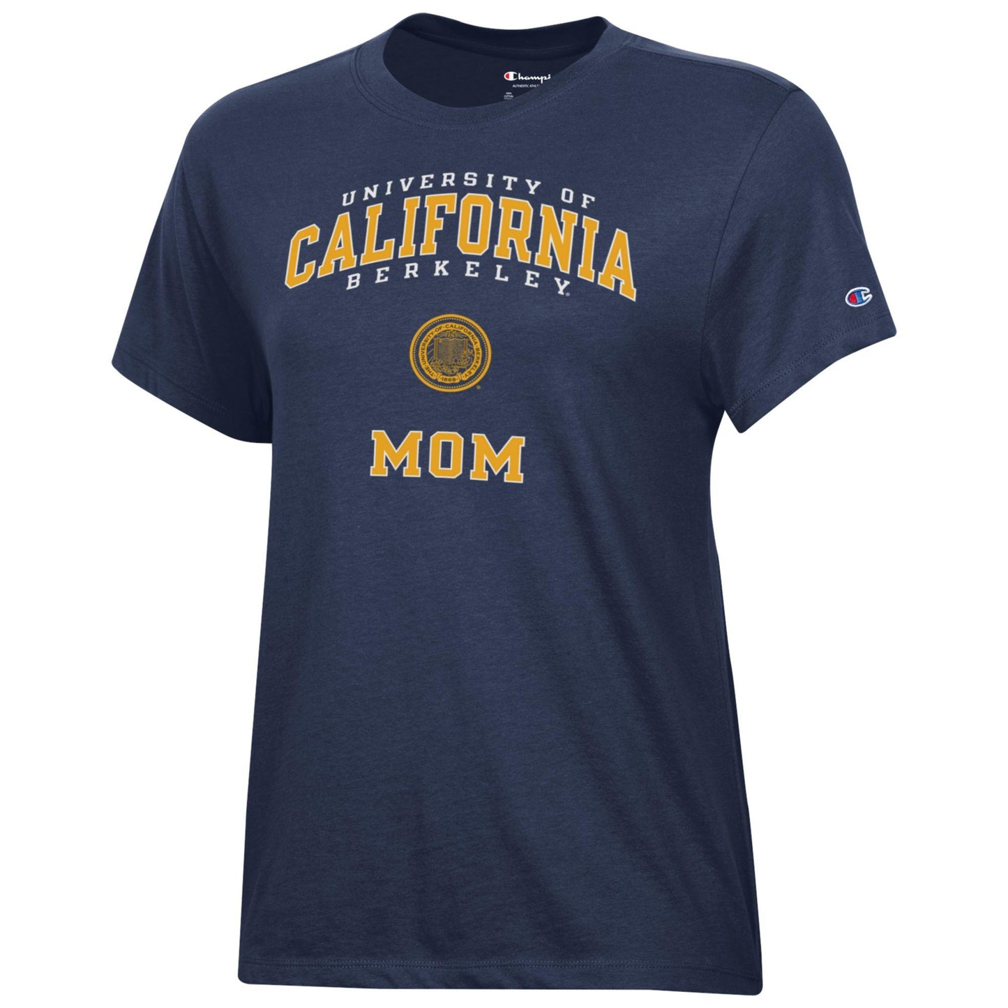 University of California Berkeley triple arch and seal Mom crew-neck T-Shirt-Navy-Shop College Wear