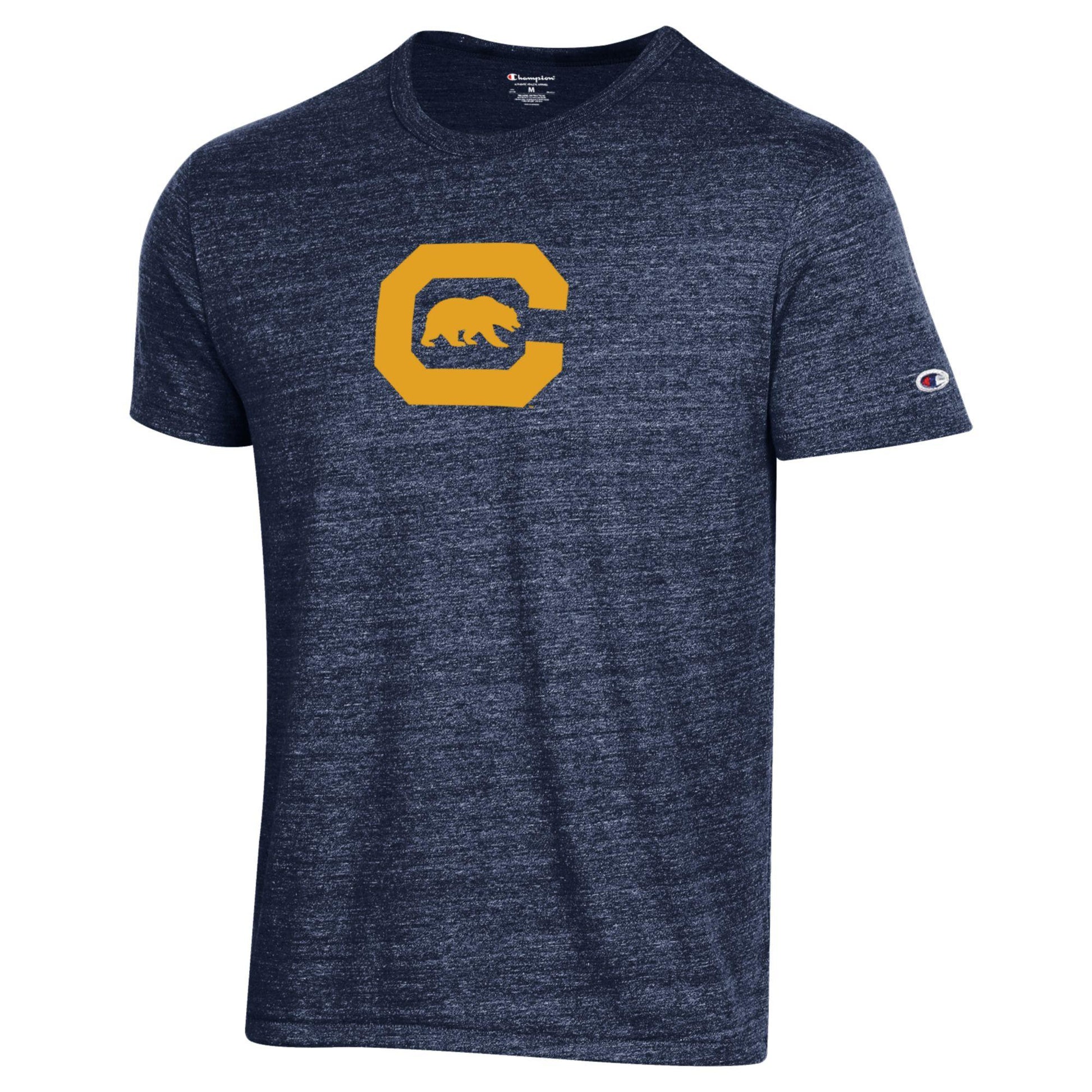 U.C. Berkeley Block C Walking Bear tri blend T-Shirt-Navy-Shop College Wear